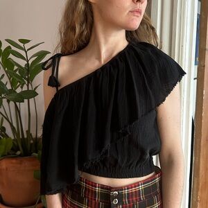 Faithfull the Brand Black One-Shoulder Top